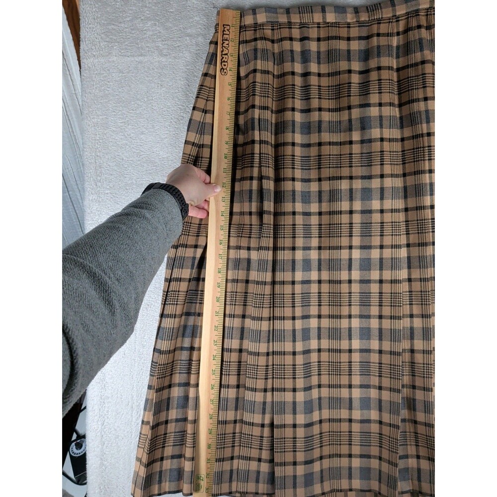 Vintage Pendleton Pleated Plaid Wool Maxi Skirt Women's 16 Brown - Picture 2 of 8